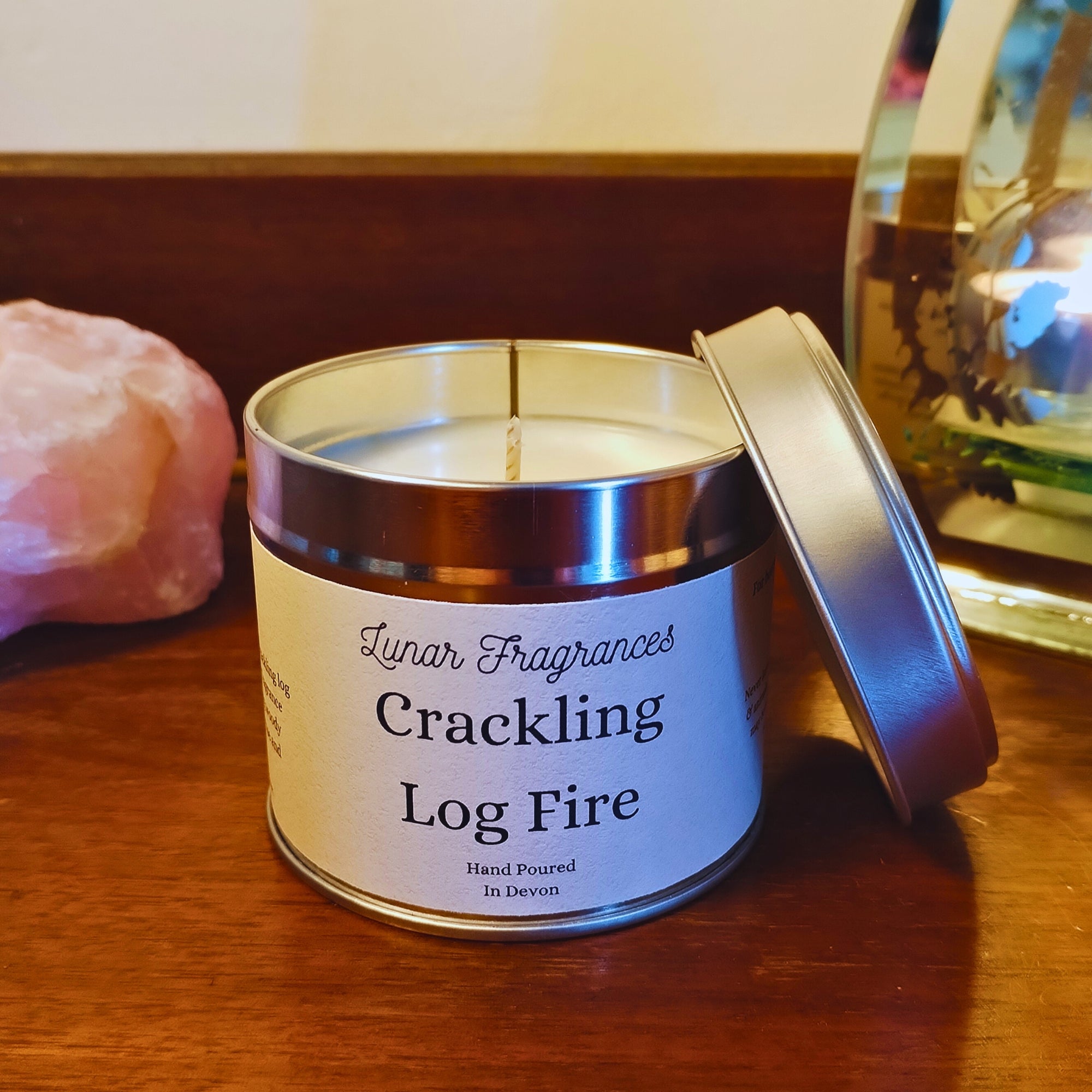Crackling Log Fire Soy Wax Tin Candle 2 For £16 Lunar Fragrances