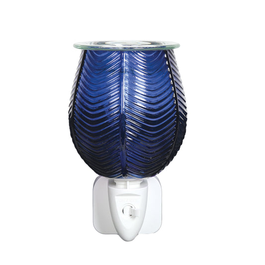 Ribbed Blue Electric Plug-In Wax Melt Burner