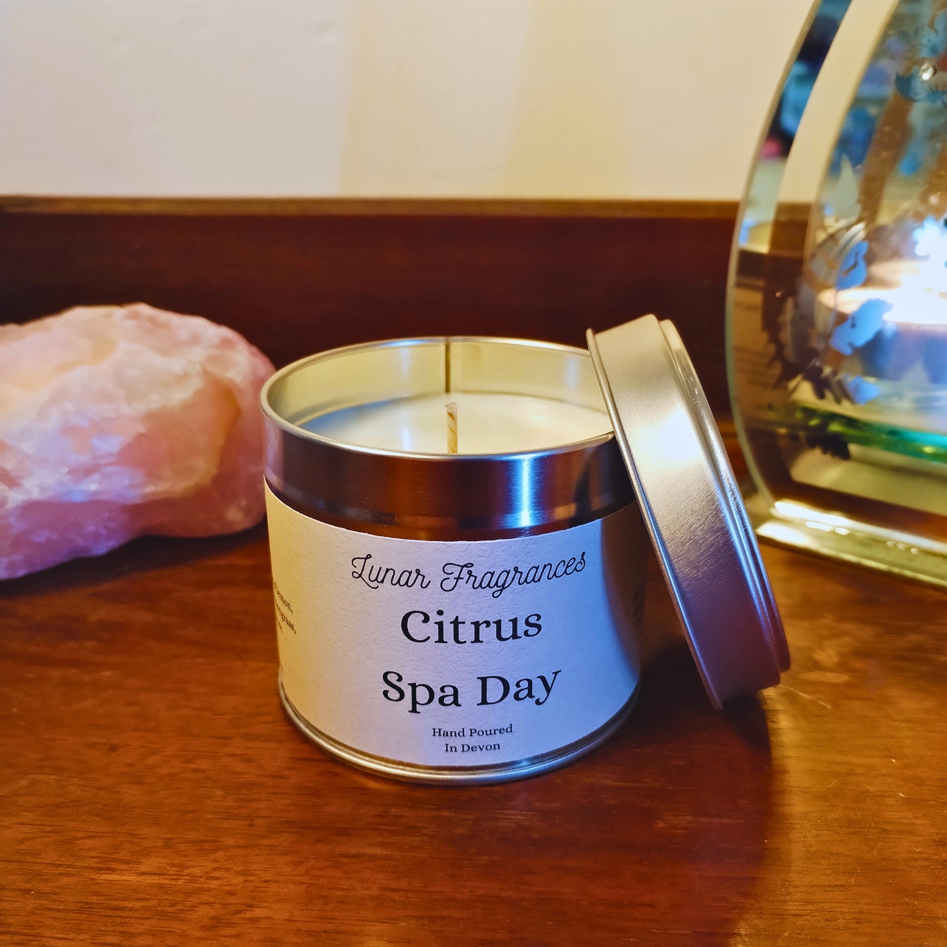 Citrus Spa Day Soy Wax Tin Candle Fruit Inspired Candle Lunar