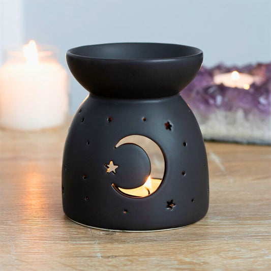 Black Mystical Moon Tea Light Wax Burner