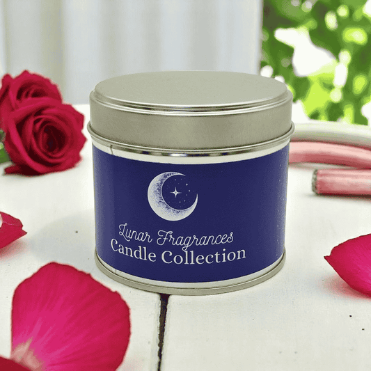 Rhubarb and Rose soy wax tin candle